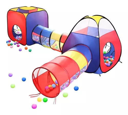 Carpa multicolor con túnel