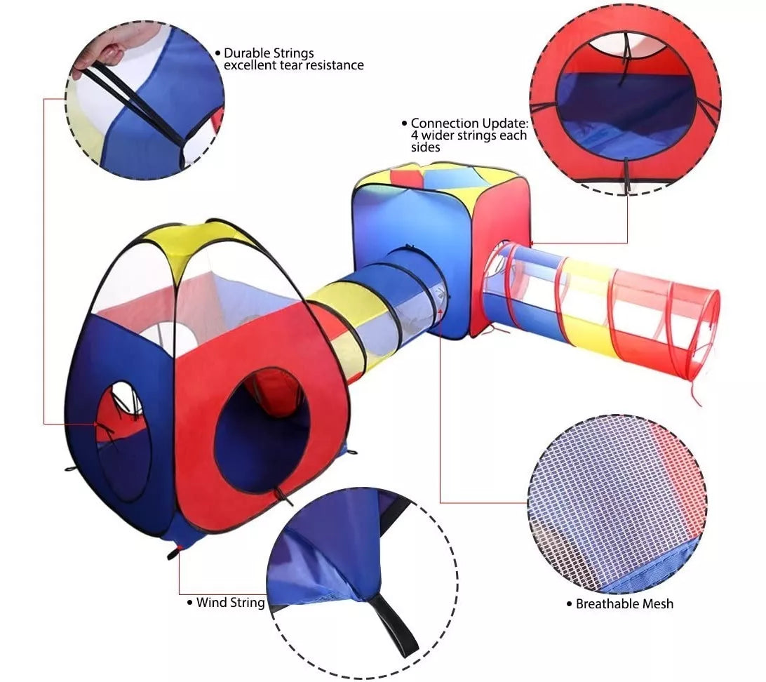 Carpa multicolor con túnel