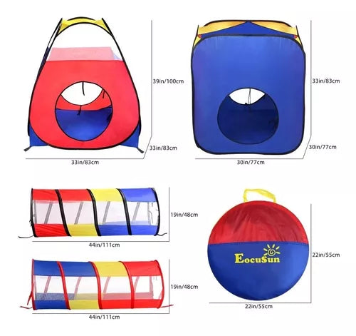 Carpa multicolor con túnel