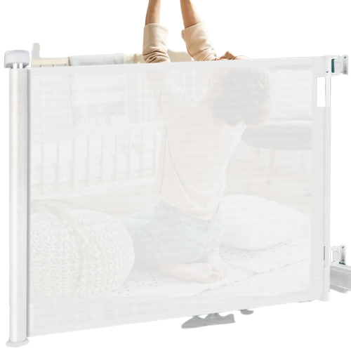 Puerta retractable, ajustable de seguridad para bebe, niños y/ o mascotas.