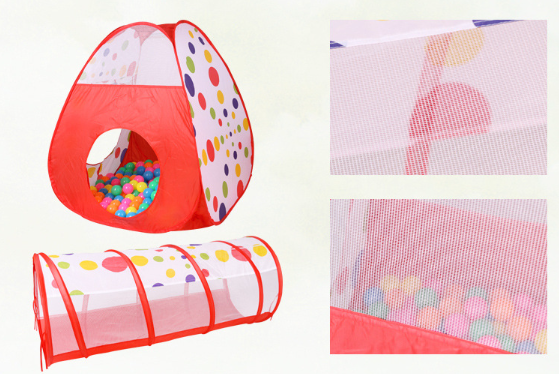 Carpa + túnel + piscina de pelotas.