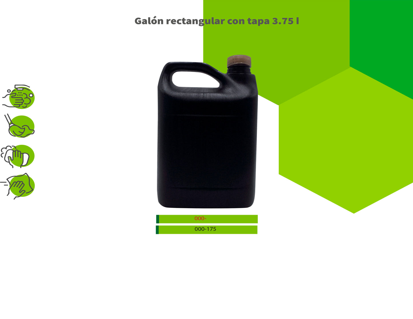 Galón rectangular con tapa 3.75l