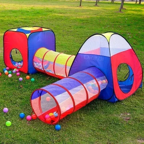 Carpa multicolor con túnel