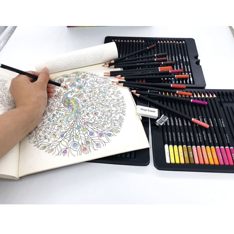 Juego de lápices de colores 72 piezas profesionales, Caja de hierro Lápiz de dibujo de color, Lápices de colores Suministros escolares de artista
