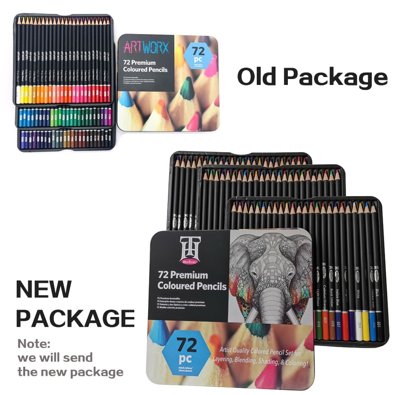 Juego de lápices de colores 72 piezas profesionales, Caja de hierro Lápiz de dibujo de color, Lápices de colores Suministros escolares de artista