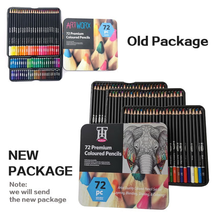 Juego de lápices de colores 72 piezas profesionales, Caja de hierro Lápiz de dibujo de color, Lápices de colores Suministros escolares de artista