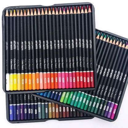Juego de lápices de colores 72 piezas profesionales, Caja de hierro Lápiz de dibujo de color, Lápices de colores Suministros escolares de artista